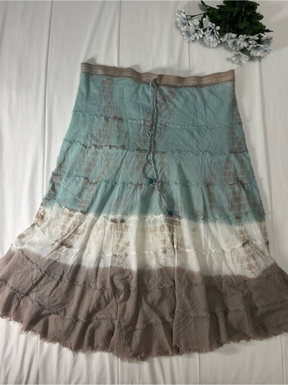 Metro Wear Maxi Tie Dye Peasant Skirt XL Gauzy 100% Cotton Fairy Grunge Bohemian